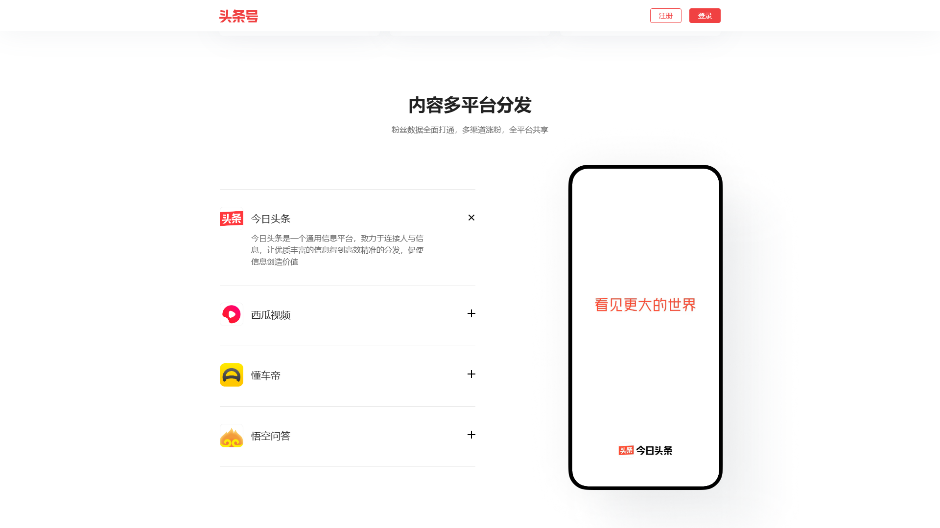 头条号功能界面