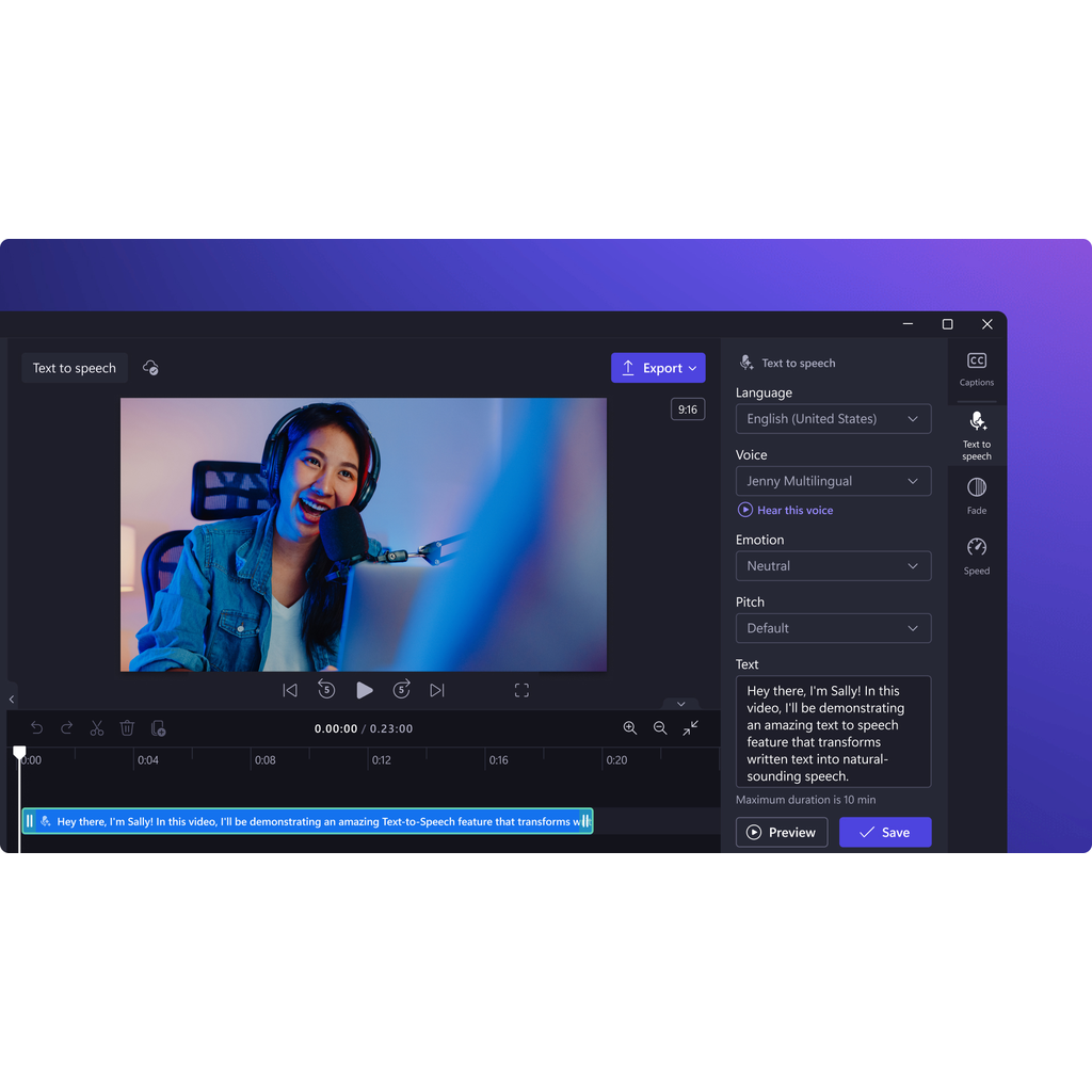 Clipchamp AI旁白生成器